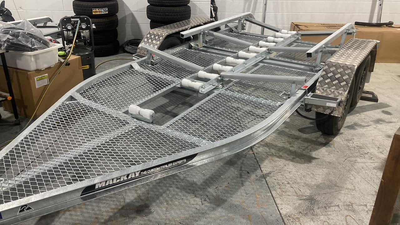 Aluminium Boat Trailer In A Workshop — In Tune Marine in Mackay, QLD