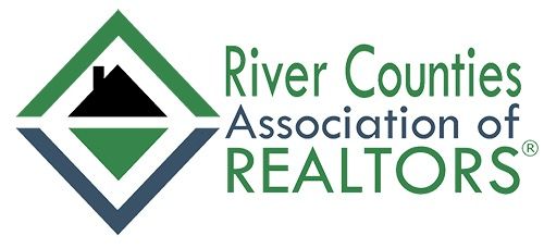 Logo of River Counties Association of REALTORS with a house inside a diamond.
