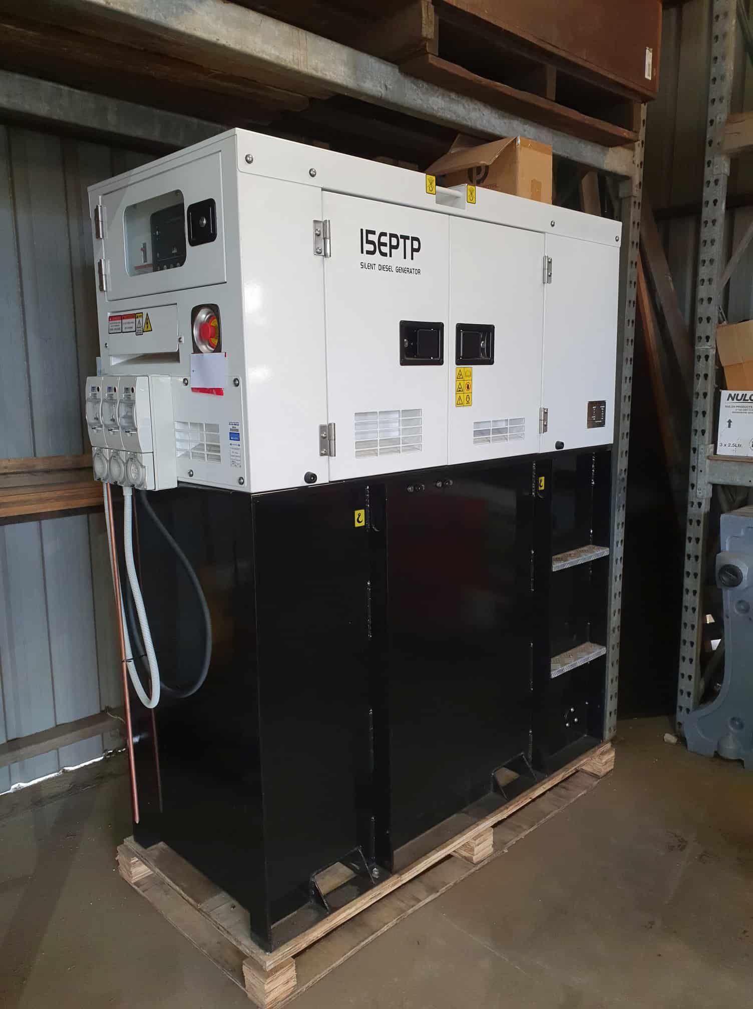 A Generator Is Sitting On A Wooden Pallet In A Warehouse — JC Hire In Bli Bli, QLD