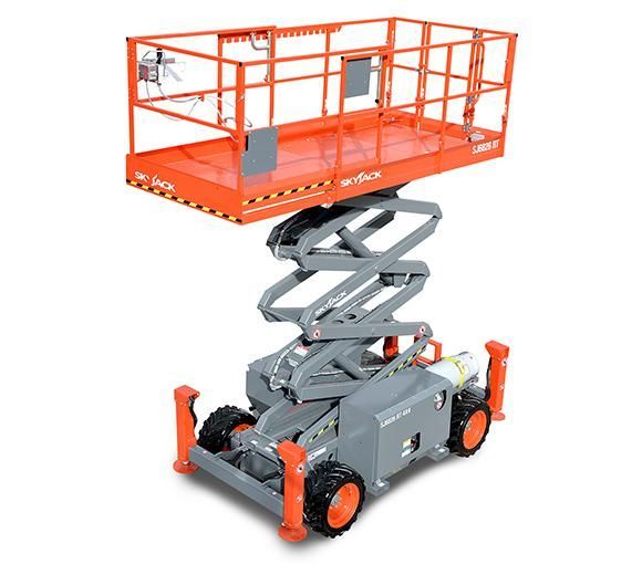 A Scissor Lift Is Sitting On Top Of A White Surface — JC Hire In Bli Bli, QLD