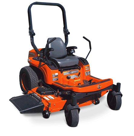 An Orange Lawn Mower With A Black Seat On A White Background — JC Hire In Bli Bli, QLD