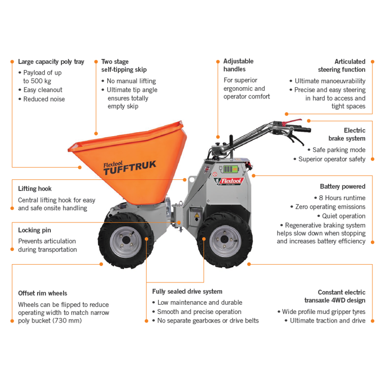 Orange and Gray Motor-driven Wheelbarrow, 