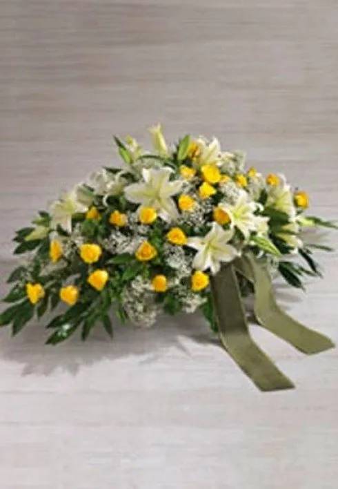 composizione funebre con doppio nastro