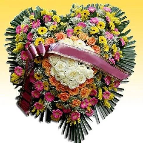 composizione floreale con nastro orizzontale