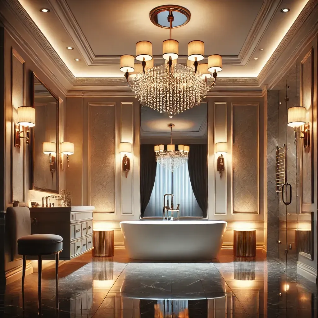 A bathroom with two sinks and a walk in shower.