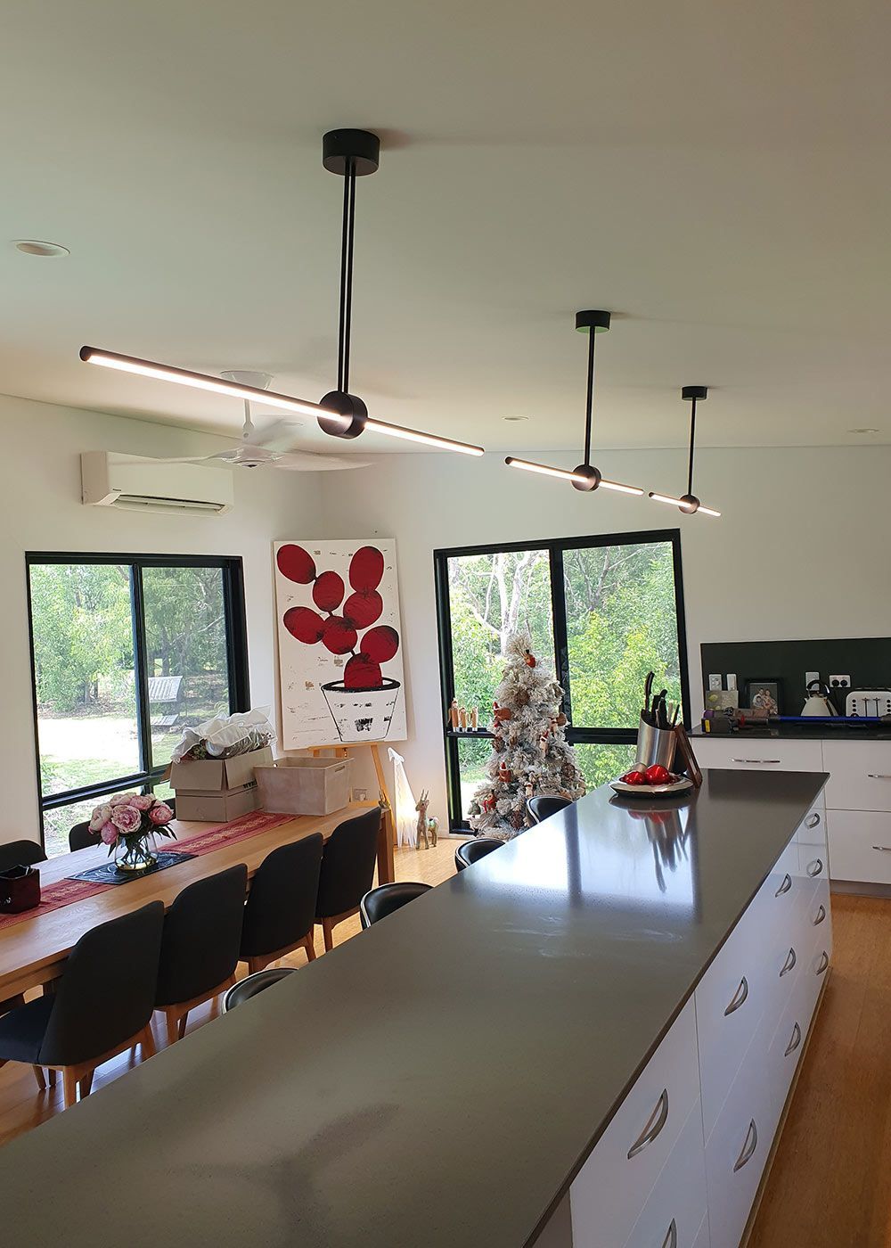 Long table in the kitchen — Electricians in Palmerston, NT
