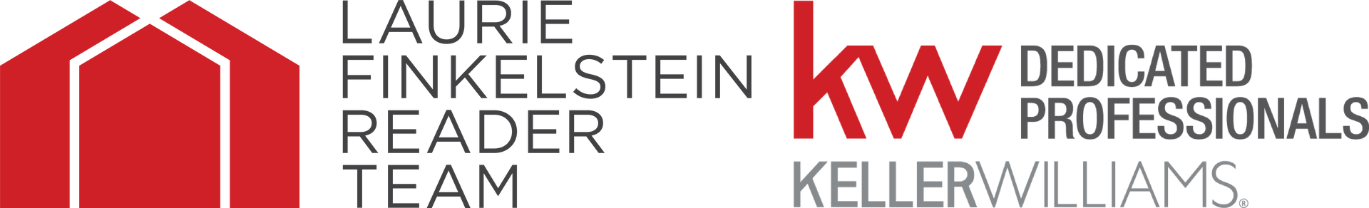 A red and white logo for rise realty