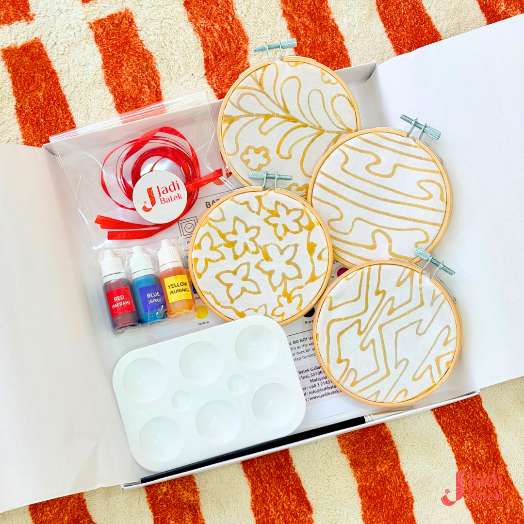 Christmas batik DIY ornament kit with painting tools and holiday gift packaging