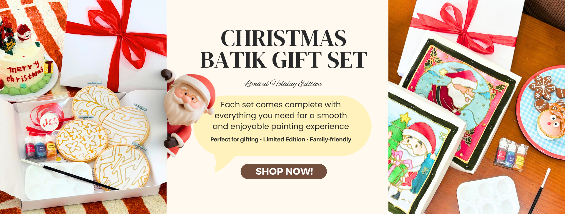DIY Christmas Batik Gift Set for family-friendly holiday painting and gifting by Jadi Batek
