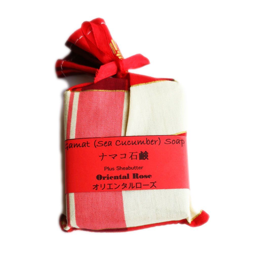 Wrapped bar of soap labeled 