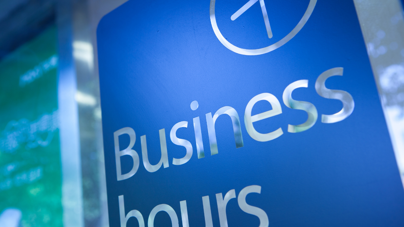 Blue sign with the words 