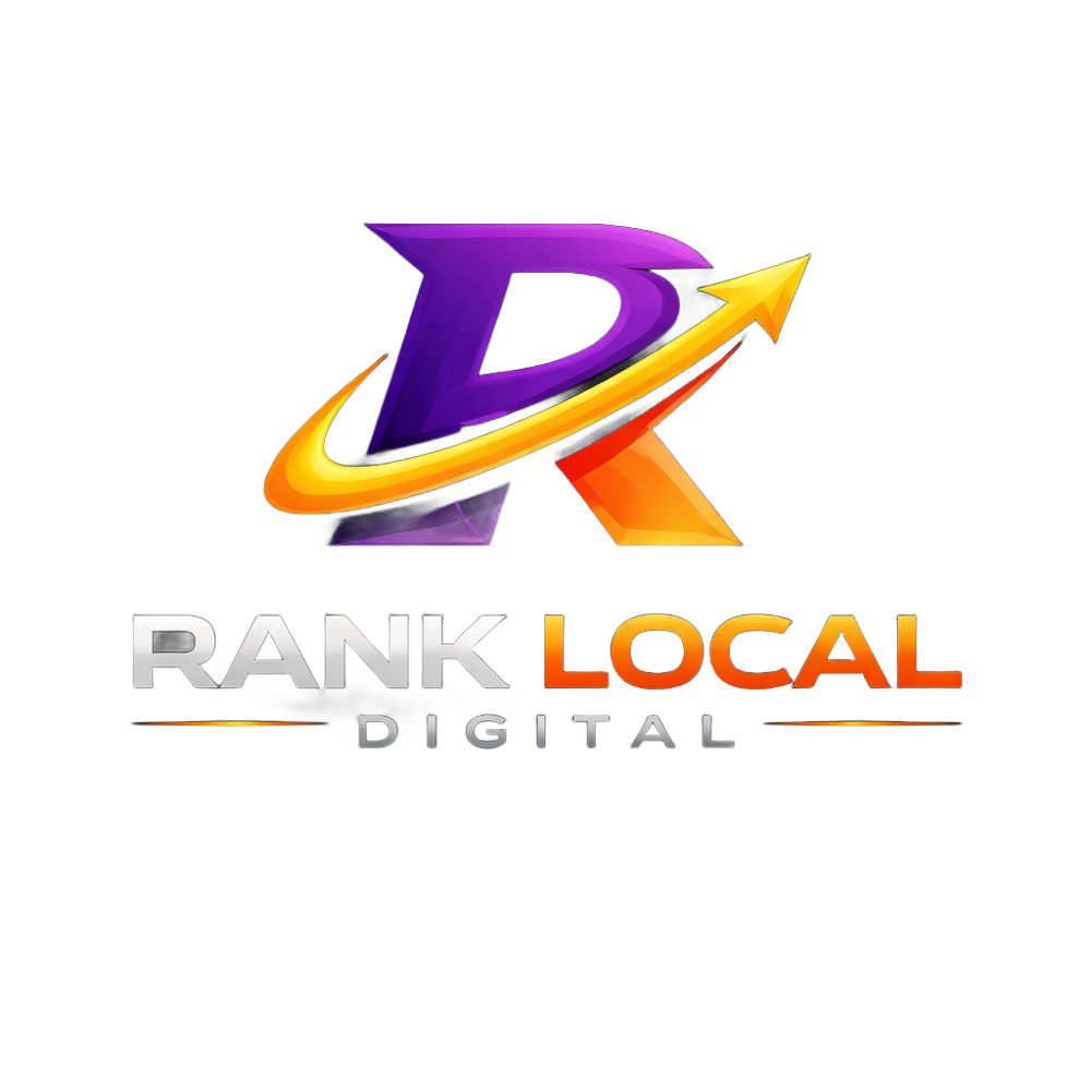 Rank Local Digital logo with a purple and orange stylized B and upward arrow