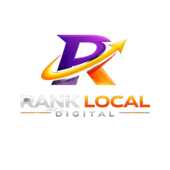 Rank Local Digital logo with a purple and orange stylized B and upward arrow