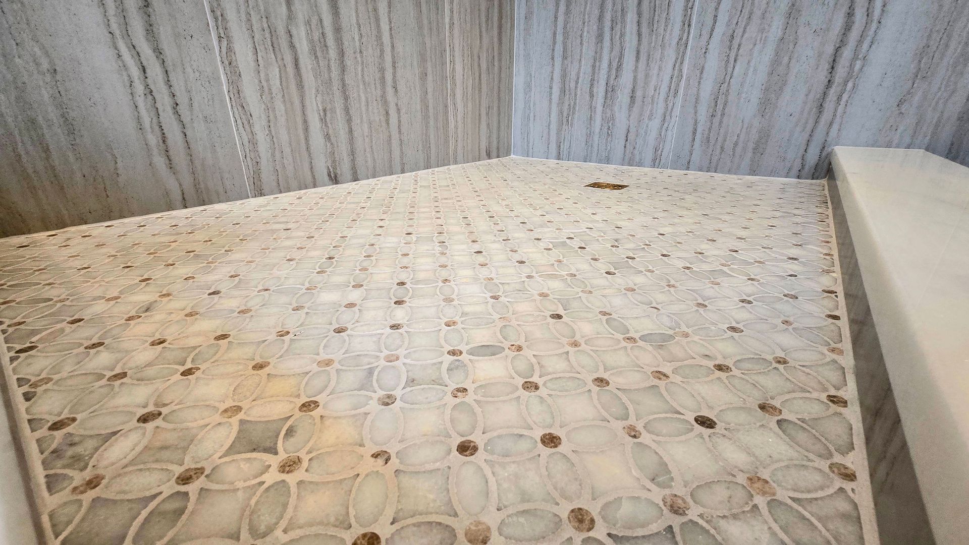 A walk-in shower in Cheshire, CT floor