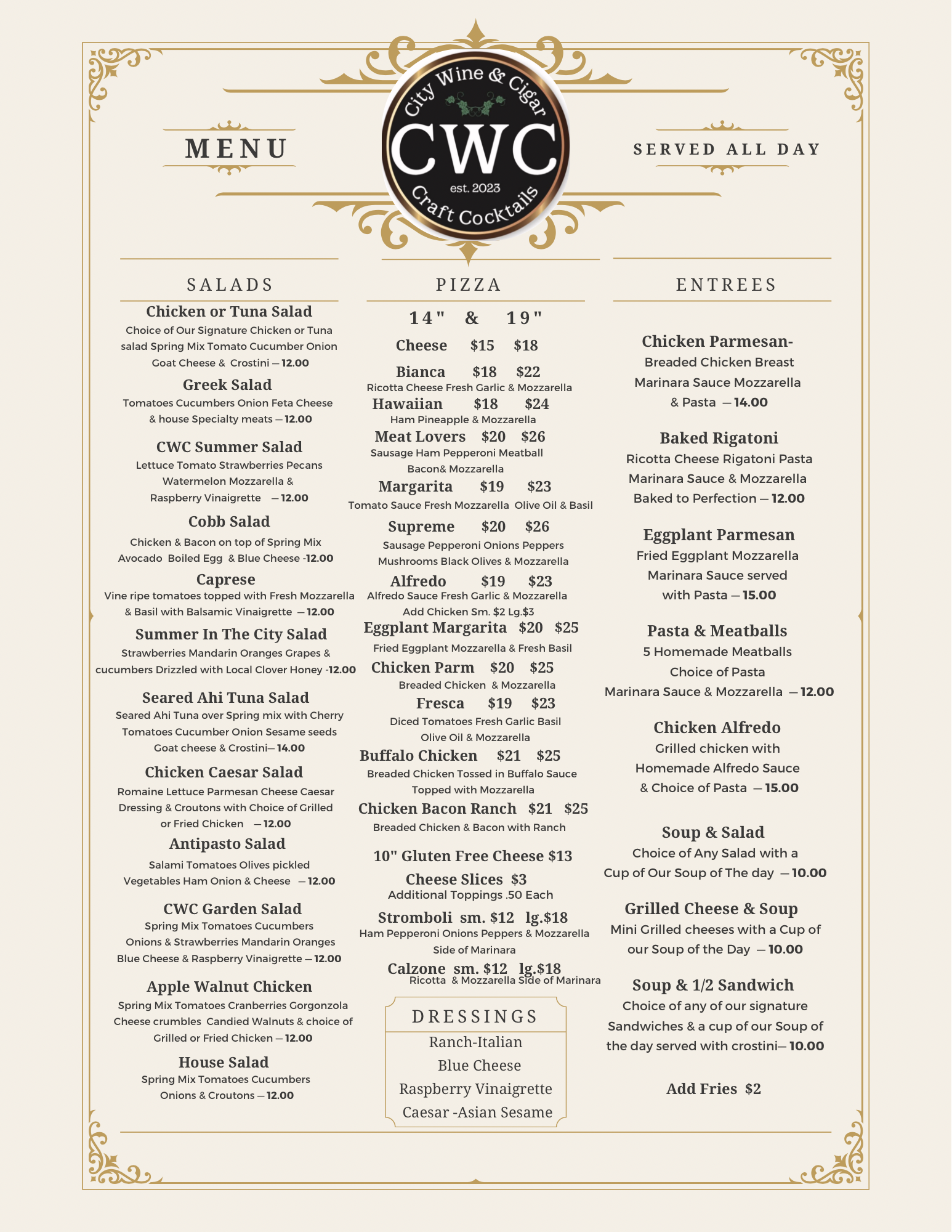 lunch menu