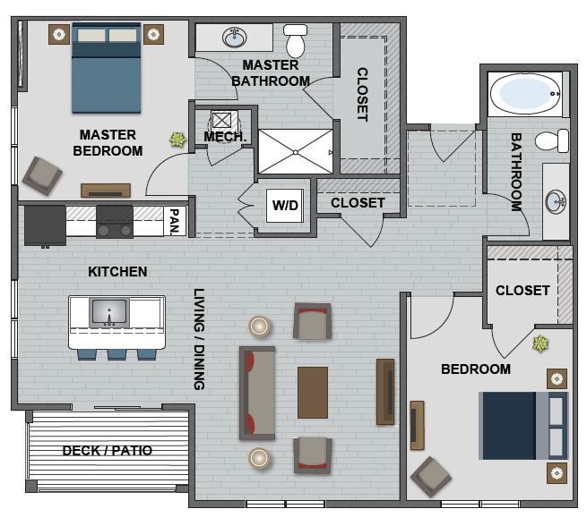 A floor plan of a house with a bedroom and a bathroom