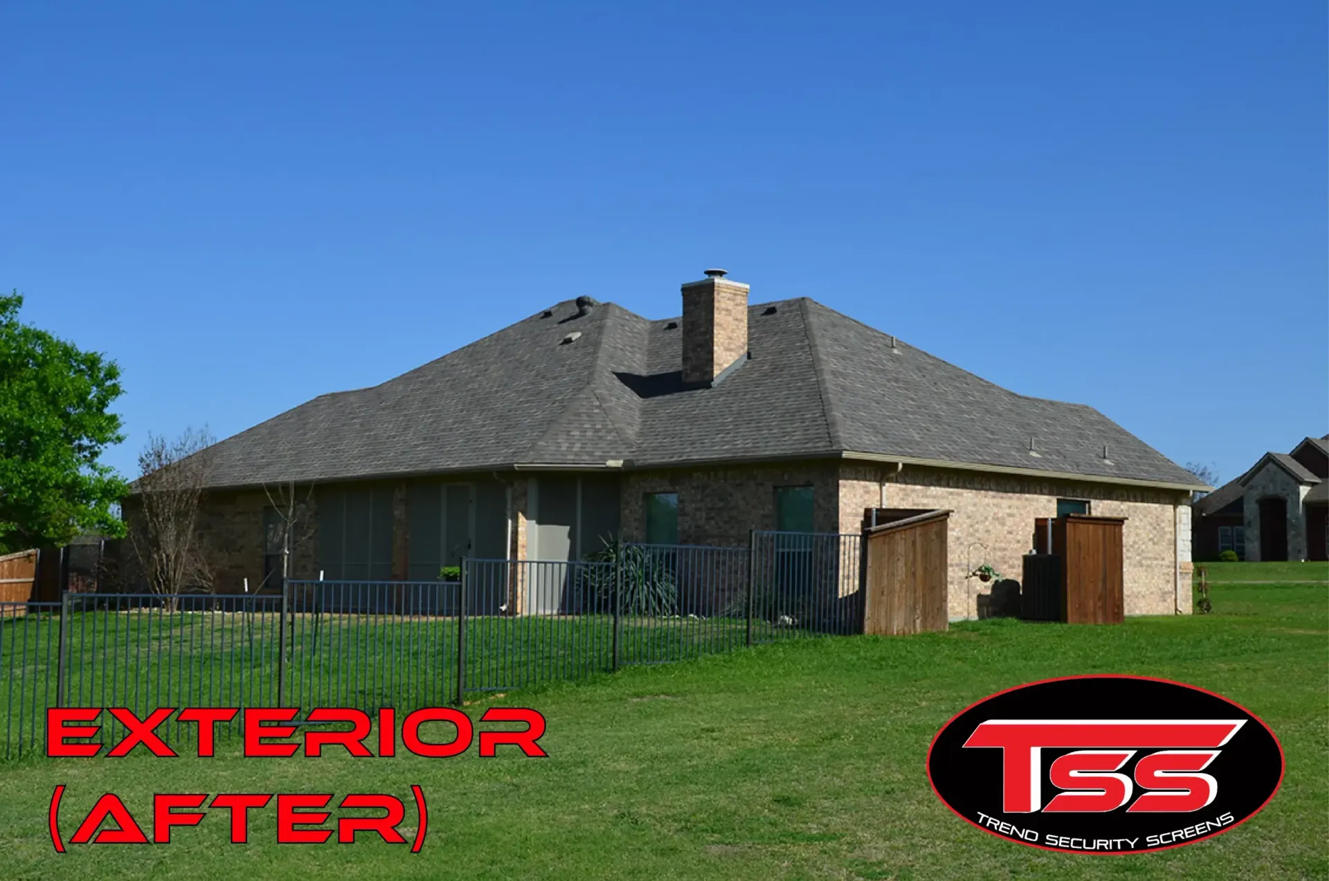 A picture of a house with the words exterior after on it