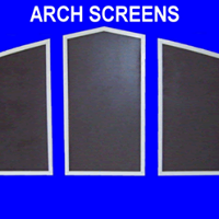 A picture of arched screens on a blue background