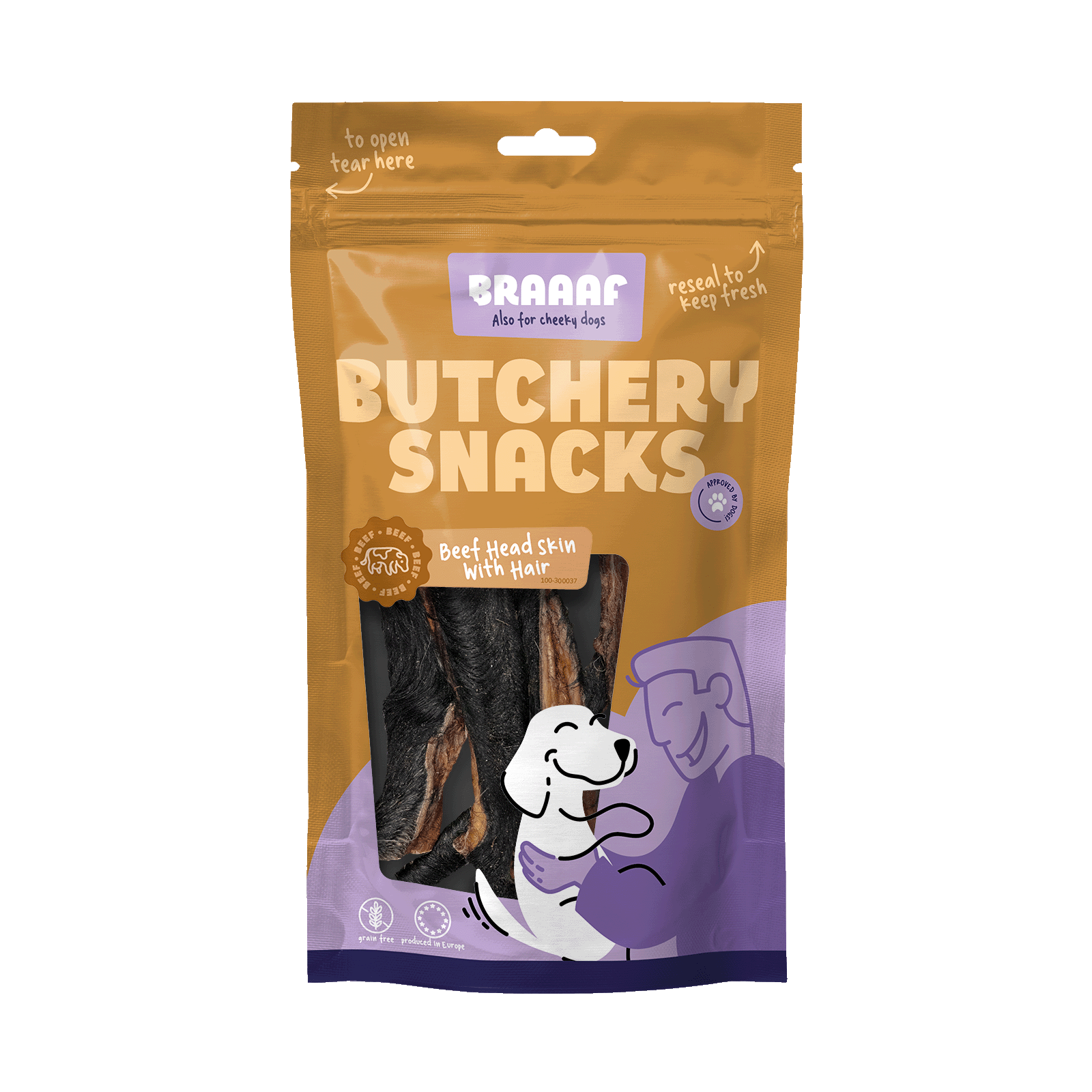Braaaf Butchery Snacks Runderkophuid met haar 150 g