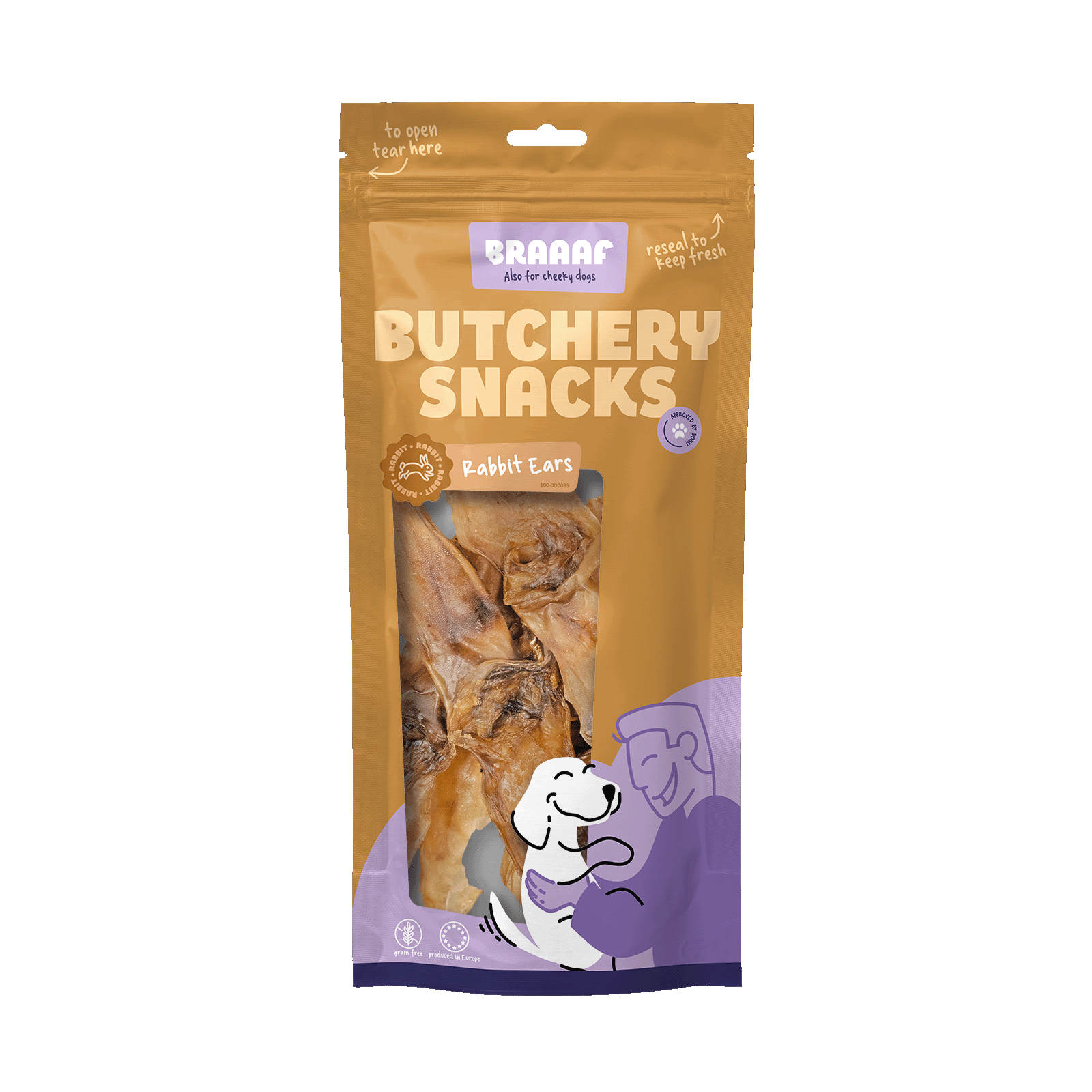 Braaaf Butchery Snacks Konijnenoren 80 g