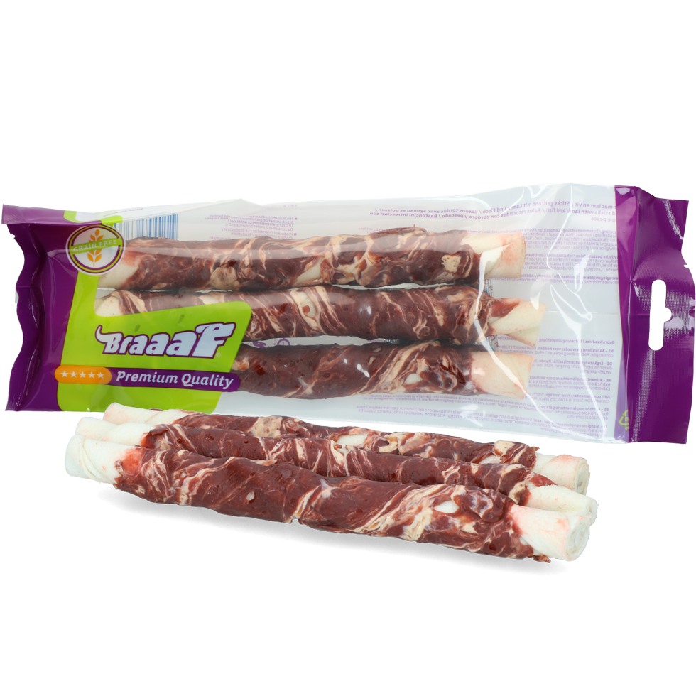 Braaaf Rawhide Twister Lam & Vis (3 st.) - 21 cm