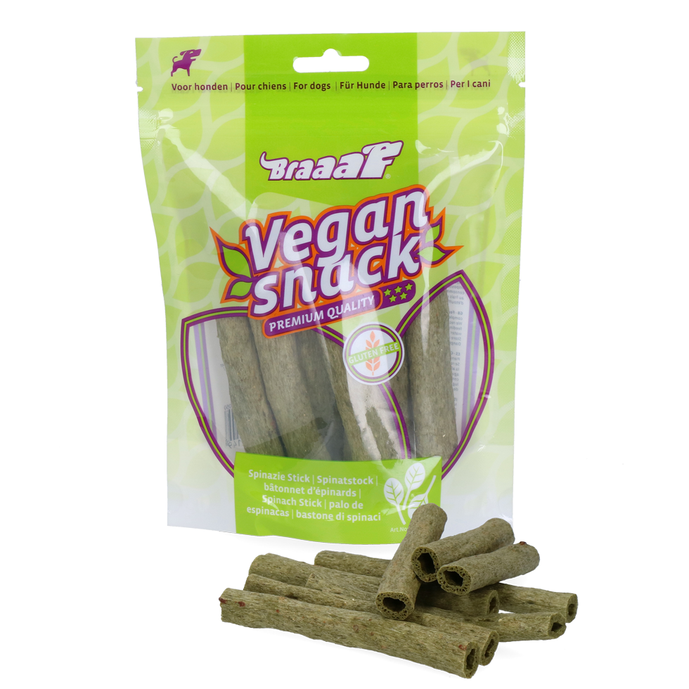 Braaaf Vegan Snack Spinazie Stick - 12 cm