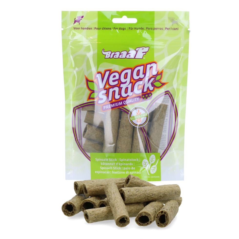 Braaaf Vegan Snack Spinazie Stick - 6 cm