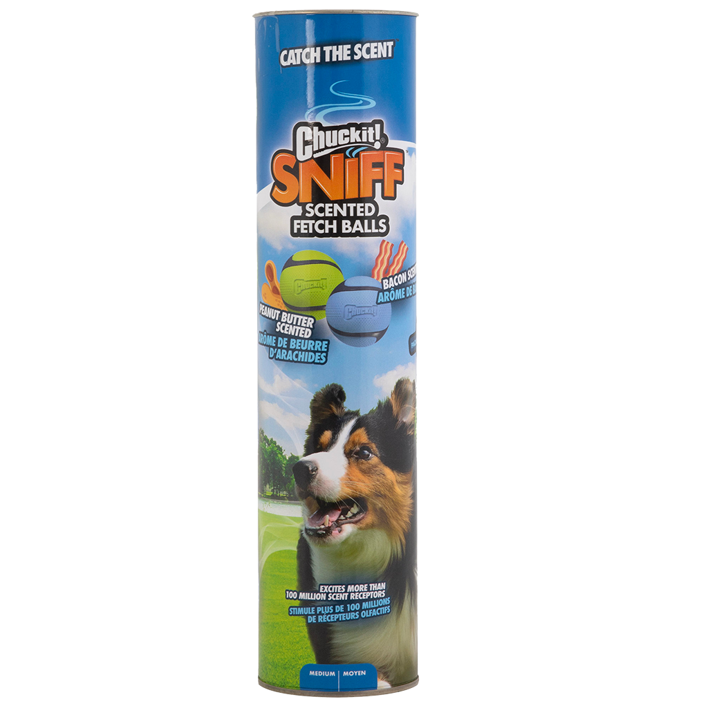 Chuckit! Sniff Fetch Ball Bacon & Peanut Butter M 4-pack
