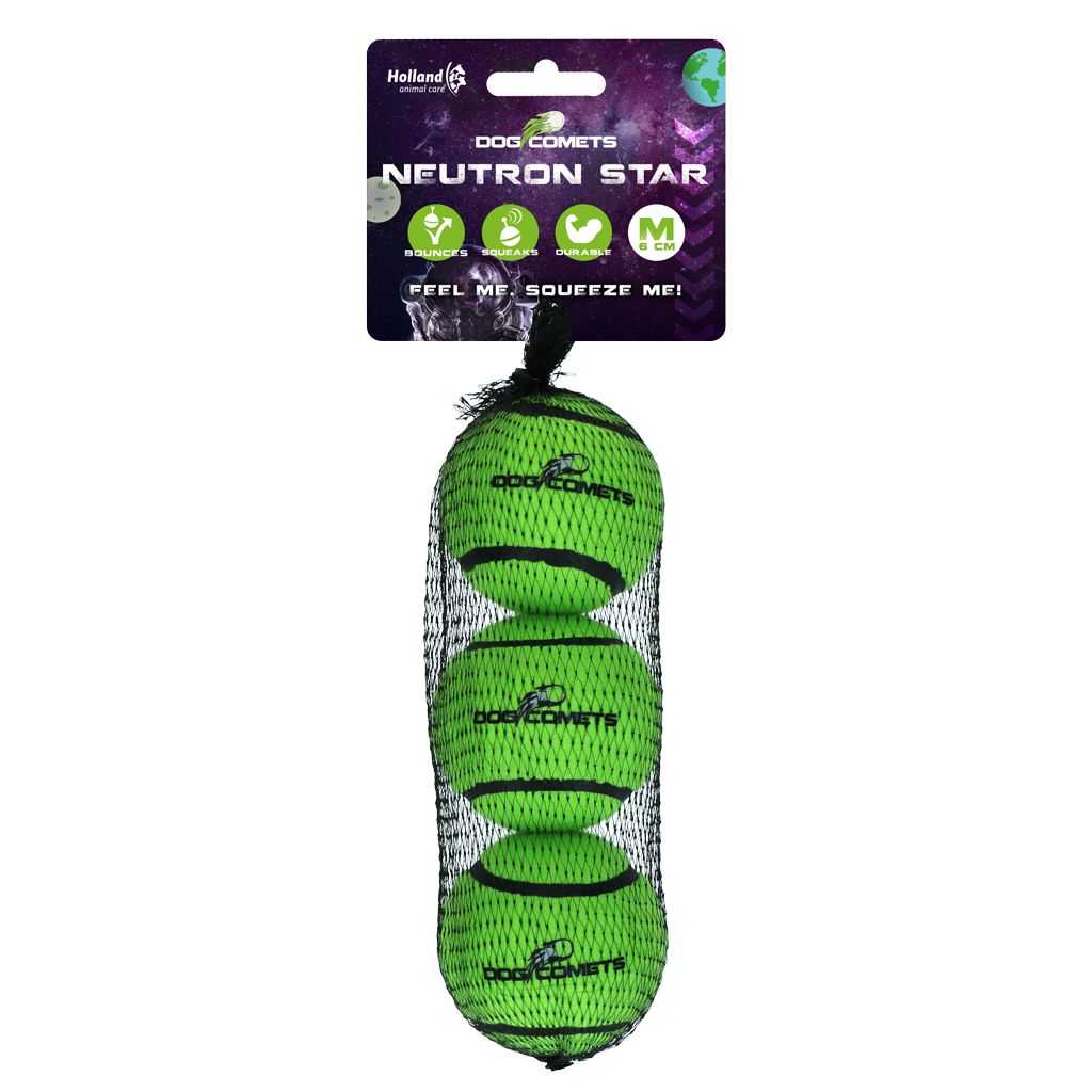 Dog Comets Tennisbal Met Pieper Neutron Star M Groen (3-pack)