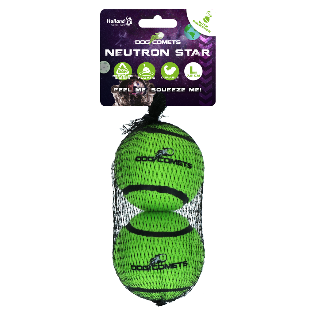 Dog Comets Tennisbal Met Pieper Neutron Star L Groen (2-pack)