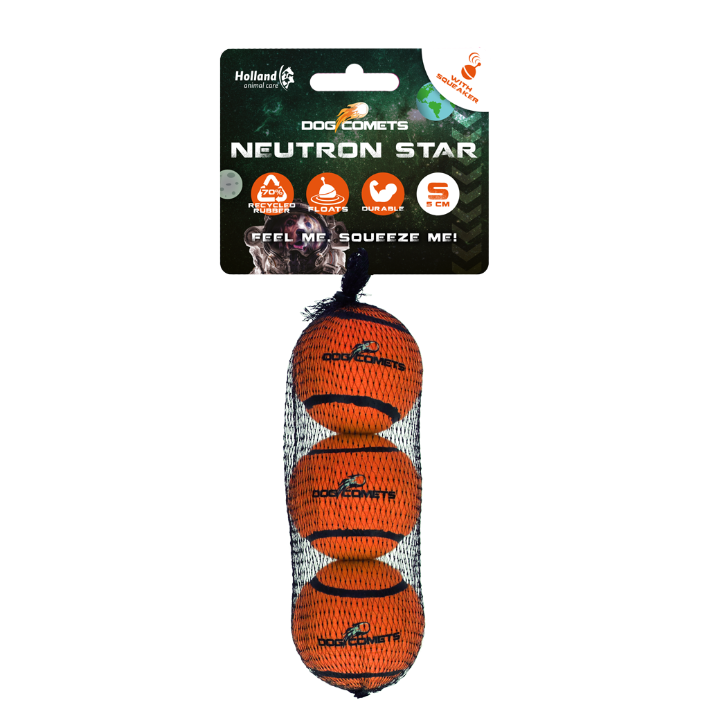 Dog Comets Tennisbal Met Pieper Neutron Star S Oranje (3-pack)