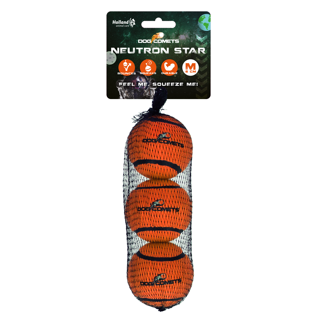 Dog Comets Tennisbal Met Pieper Neutron Star M Oranje (3-pack)