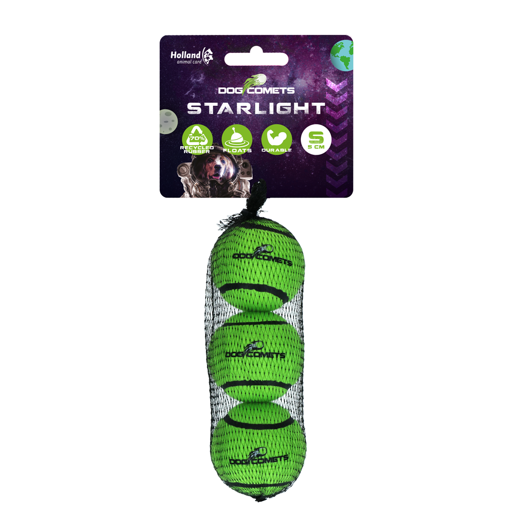 Dog Comets Tennisbal Starlight S Groen (3-pack)