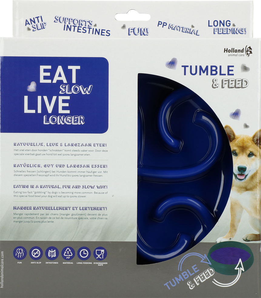 Eat Slow Live Longer Tumble Feeder Blauw