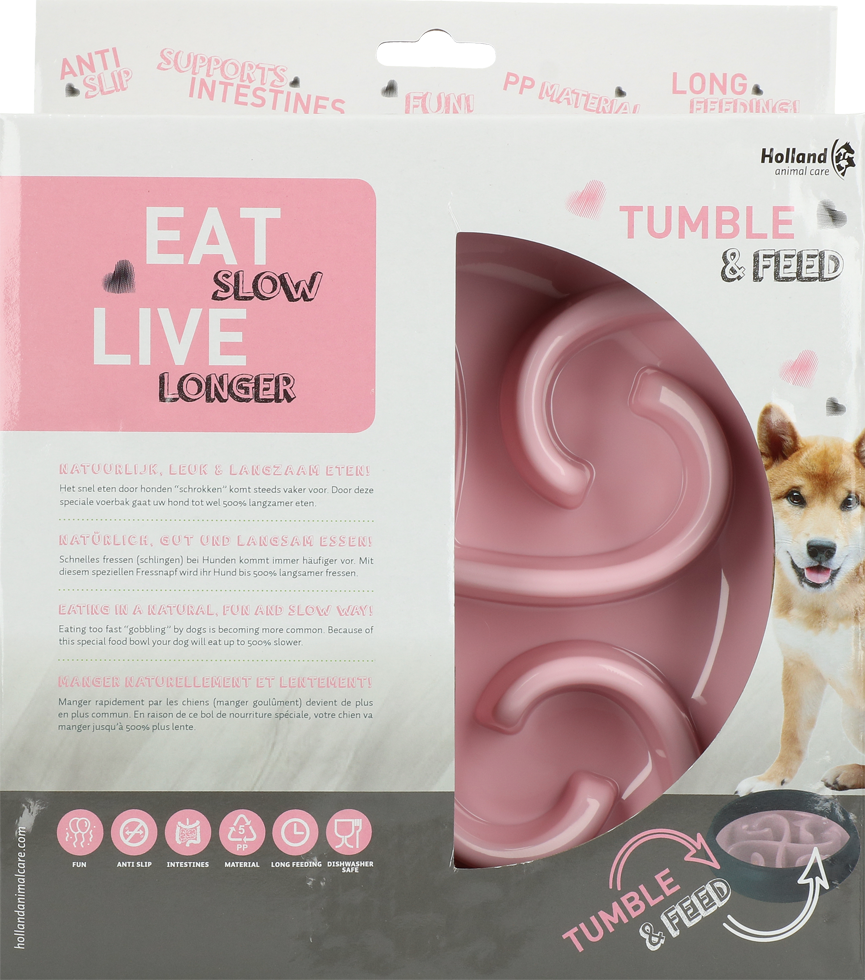Eat Slow Live Longer Tumble Feeder Roze
