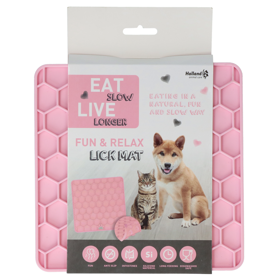 Eat Slow Live Longer Lick Mat Honeycomb Roze
