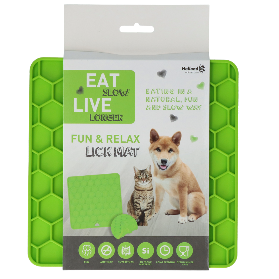 Eat Slow Live Longer Lick Mat Honeycomb Groen