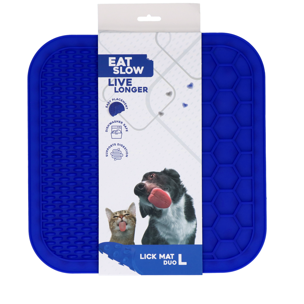 Eat Slow Live Longer Lick Mat Duo L Blauw