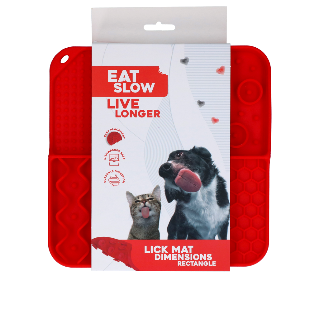 Eat Slow Live Longer Lick Mat Dimensions Rectangle Rood