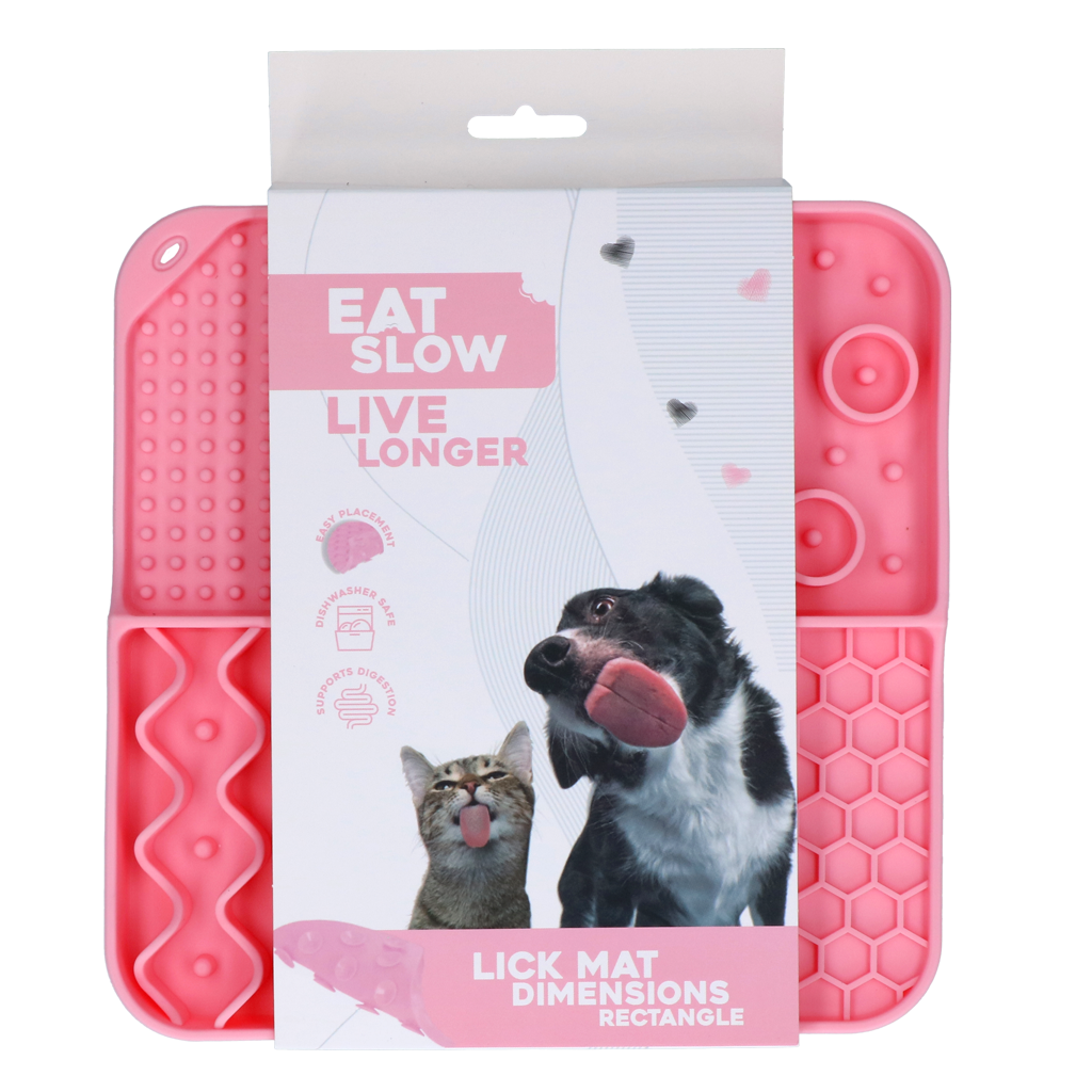 Eat Slow Live Longer Lick Mat Dimensions Rectangle Roze