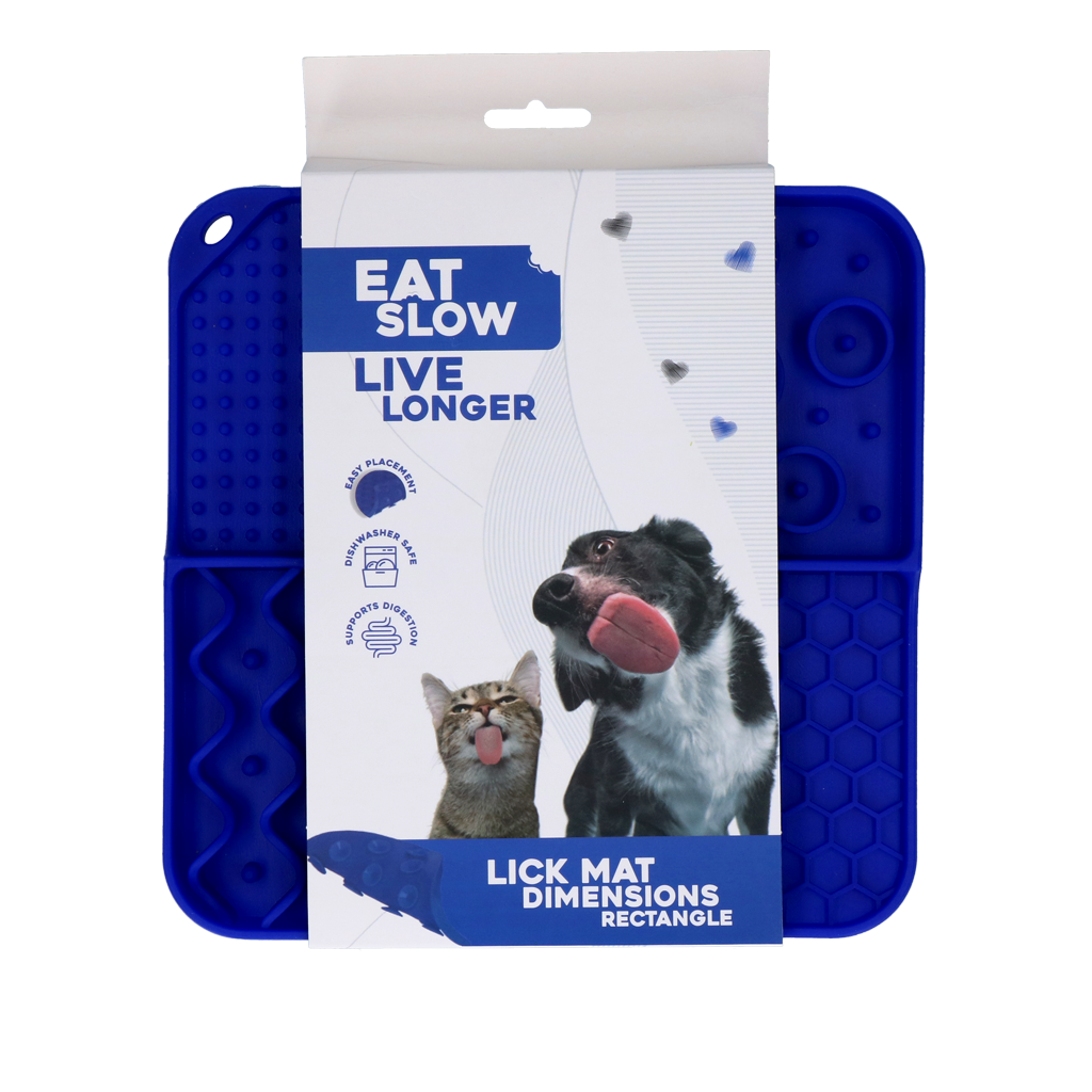Eat Slow Live Longer Lick Mat Dimensions Rectangle Blauw