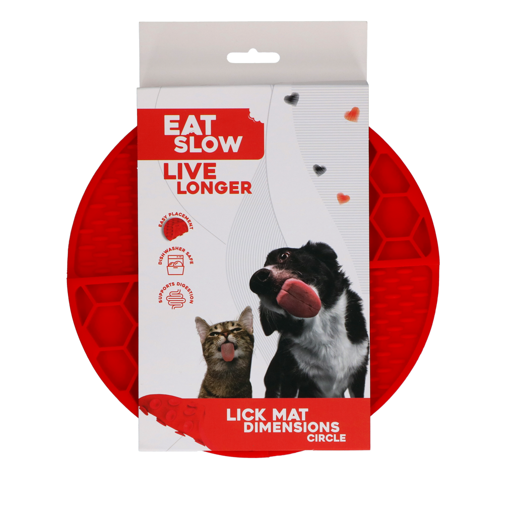 Eat Slow Live Longer Lick Mat Dimensions Circle Rood