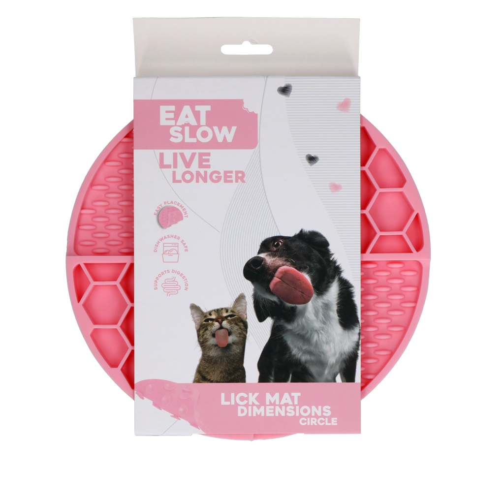 Eat Slow Live Longer Lick Mat Dimensions Circle Roze