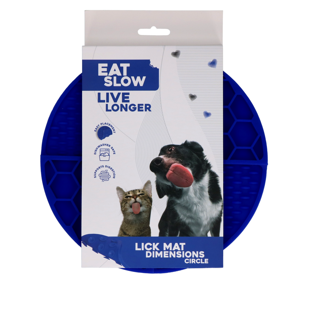 Eat Slow Live Longer Lick Mat Dimensions Circle Blauw
