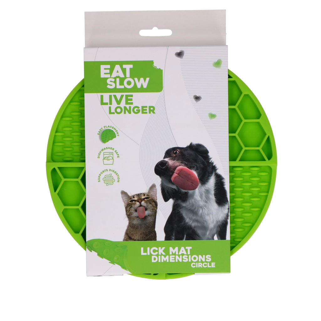 Eat Slow Live Longer Lick Mat Dimensions Circle Groen