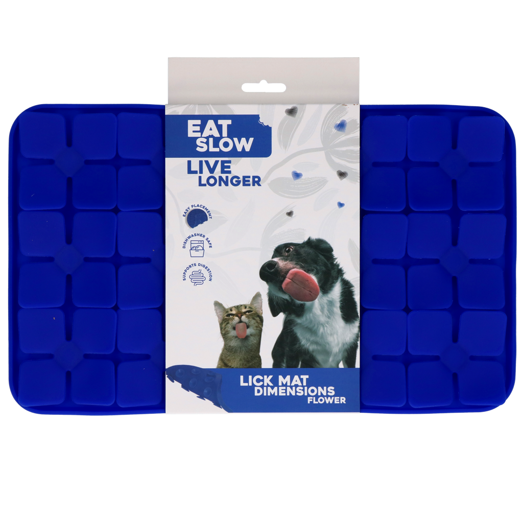 Eat Slow Live Longer Lick Mat Dimensions Flower Blauw