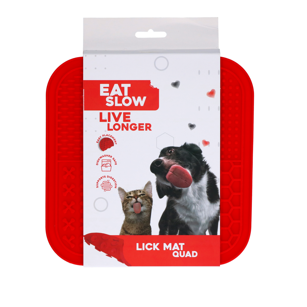 Eat Slow Live Longer Lick Mat Quad Rood
