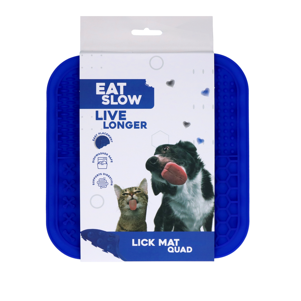 Eat Slow Live Longer Lick Mat Quad Blauw