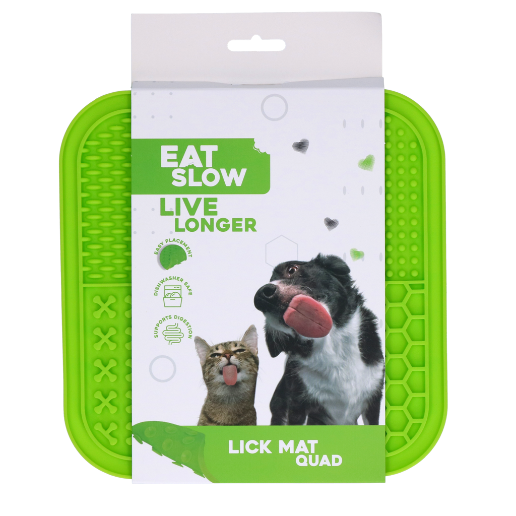 Eat Slow Live Longer Lick Mat Quad Groen