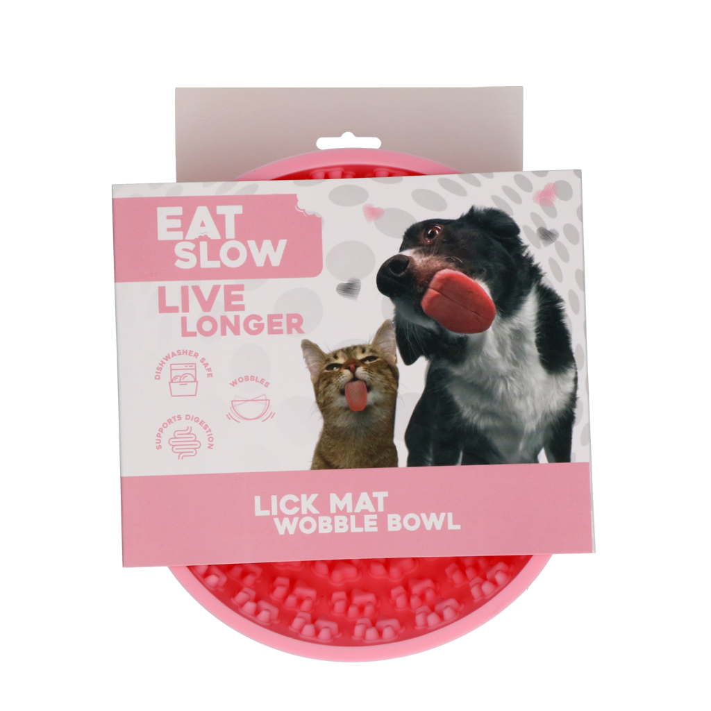 Eat Slow Live Longer Lick Mat Wobble Bowl Roze